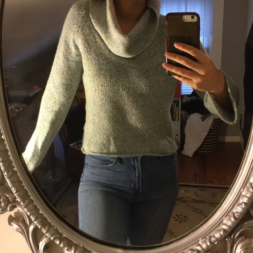 Soft pale blue cashmere turtleneck